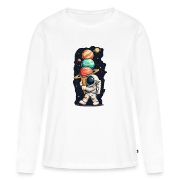 ASTRONAUTE - T-shirt manches longues Premium bio Femme - blanc - Devant - Julia (174cm)