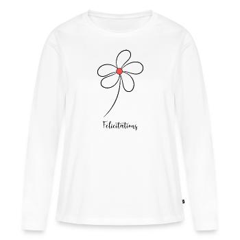 BRAVO. FELICITATIONS. NAISSANCE. ANNIVERSAIRE. BAC - T-shirt manches longues Premium bio Femme - blanc - Devant - Julia (174cm)