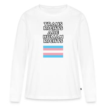 Les droits des personnes trans sont des droits de la personne - T-shirt manches longues Premium bio Femme - blanc - Devant - Julia (174cm)
