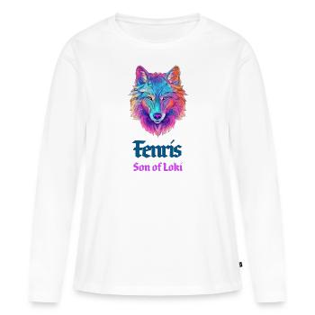Le loup Fenris, enfant de Loki - T-shirt manches longues Premium bio Femme - blanc - Devant - Julia (174cm)