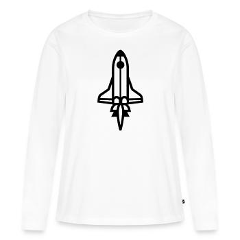 Fusée - T-shirt manches longues Premium bio Femme - blanc - Devant - Julia (174cm)