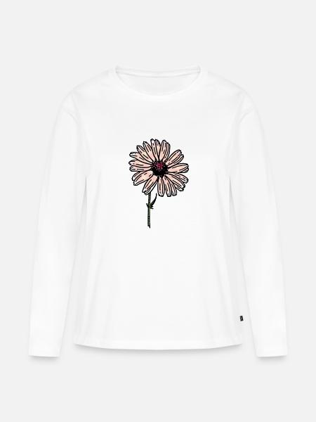Blume - Frauen Premium Bio Langarmshirt - Weiß
