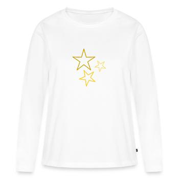 ETOILE. STAR. ETOILES. FÊTE. ANNIVERSAIRE. NOËL - T-shirt manches longues Premium bio Femme - blanc - Devant - Julia (174cm)