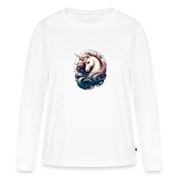 Licorne pour les femmes et les filles qui aiment les licornes - T-shirt manches longues Premium bio Femme - blanc - Devant - Julia (174cm)