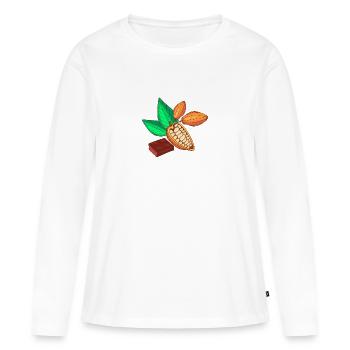 Cacao chocolat cacao fève de cacao - T-shirt manches longues Premium bio Femme - blanc - Devant - Julia (174cm)
