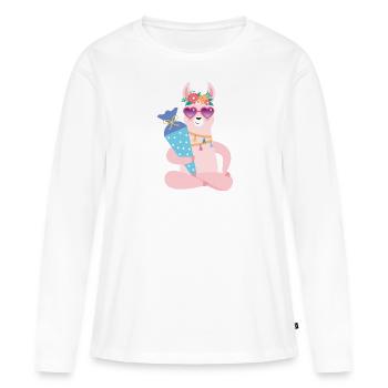 Lama cool avec cône d’école inscription à l’école - T-shirt manches longues Premium bio Femme - blanc - Devant - Julia (174cm)