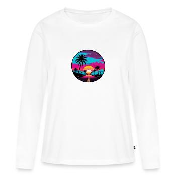 Ciel bleu, coucher de soleil, plage, route. - T-shirt manches longues Premium bio Femme - blanc - Devant - Julia (174cm)