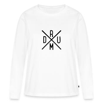 Tambours - T-shirt manches longues Premium bio Femme - blanc - Devant - Julia (174cm)