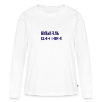 Kaffee-Notfallplan - Frauen Premium Bio Langarmshirt - Weiß - Vorne - Julia (174cm)