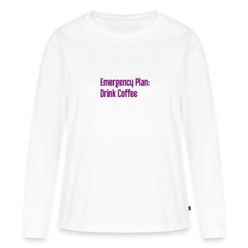 Kaffee-Notfallplan - Frauen Premium Bio Langarmshirt - Weiß - Vorne - Julia (174cm)