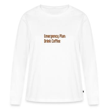 Kaffee-Notfallplan - Frauen Premium Bio Langarmshirt - Weiß - Vorne - Julia (174cm)