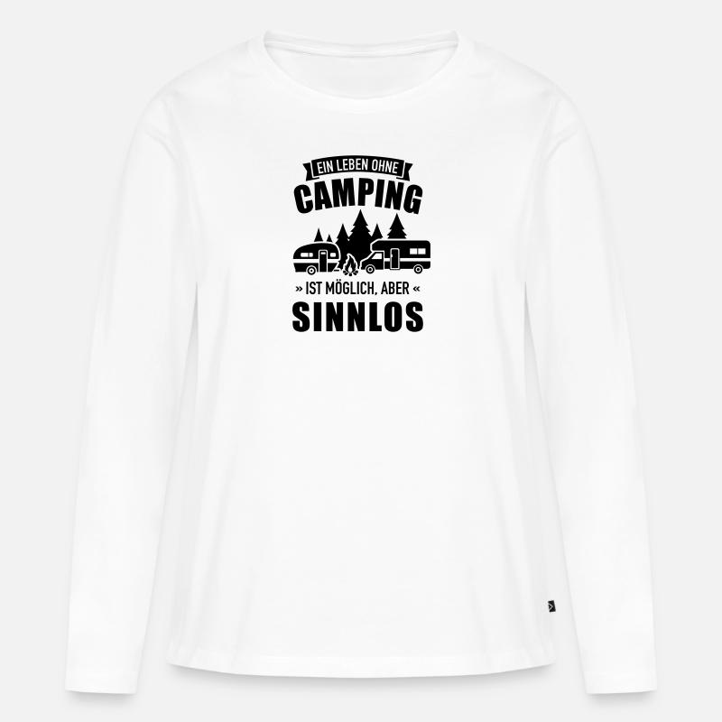 Camping - Frauen Premium Bio Langarmshirt - Weiß