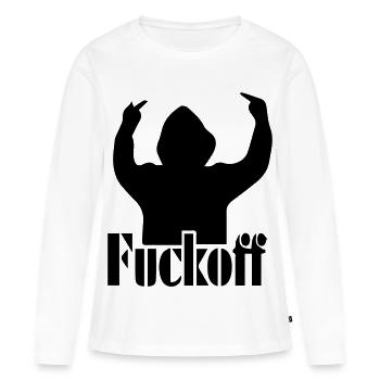 Va te faire foutre, majeur, doigt puant - T-shirt manches longues Premium bio Femme - blanc - Devant - Julia (174cm)