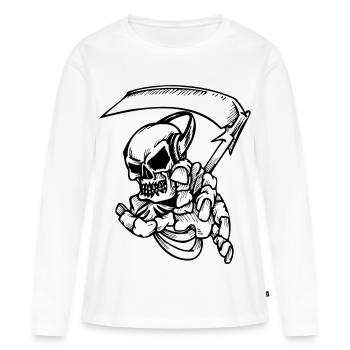 Skelett mit Sense - Frauen Premium Bio Langarmshirt - Weiß - Vorne - Julia (174cm)