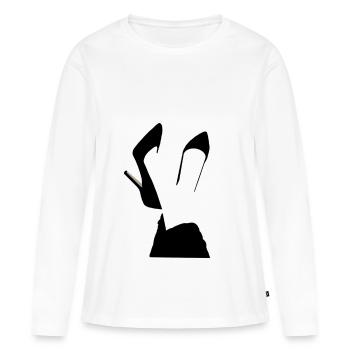 Silhouette de talons hauts – Style glamour - T-shirt manches longues Premium bio Femme - blanc - Devant - Julia (174cm)