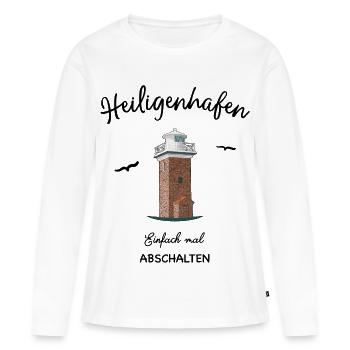 Heiligenhafen Leuchtturm, Abschalten - Frauen Premium Bio Langarmshirt - Weiß - Vorne - Julia (174cm)