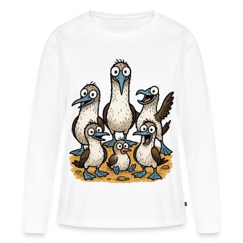 Illustration de charmants oiseaux de mer - T-shirt manches longues Premium bio Femme - blanc - Devant - Julia (174cm)
