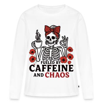 Mère Caféine Maman Squelette Café - T-shirt manches longues Premium bio Femme - blanc - Devant - Julia (174cm)
