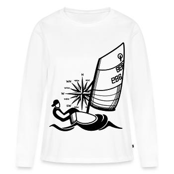 Régate Optimist Opti Voilier pour Enfants - T-shirt manches longues Premium bio Femme - blanc - Devant - Julia (174cm)