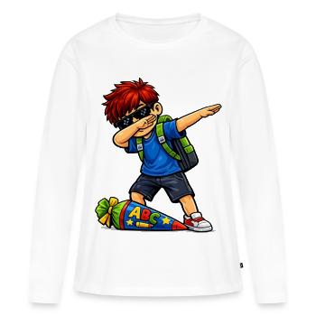 Taponage des cheveux roux d’ABC Shooter (roux) - T-shirt manches longues Premium bio Femme - blanc - Devant - Julia (174cm)