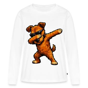 Dabbing Irish Terrier im Comic Stil - Frauen Premium Bio Langarmshirt - Weiß - Vorne - Julia (174cm)