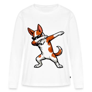 Tabbing Podenco Ibicenco - T-shirt manches longues Premium bio Femme - blanc - Devant - Julia (174cm)