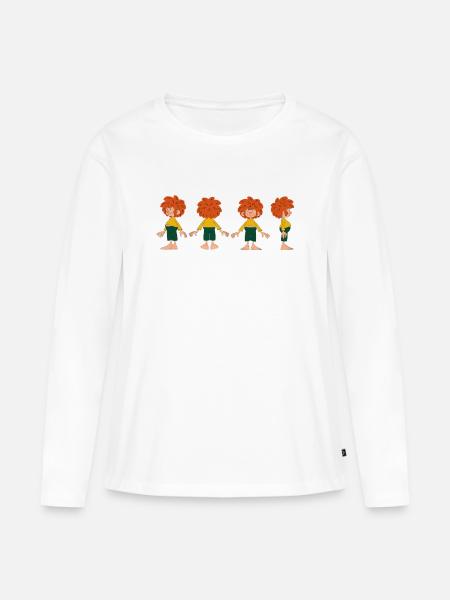 Pumuckl Aus Verschiedenen Blickwinkeln - Frauen Premium Bio Langarmshirt - Weiß