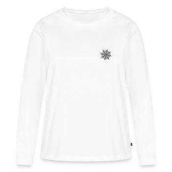Toile d’araignée brodée - T-shirt manches longues Premium bio Femme - blanc - Devant - Julia (174cm)