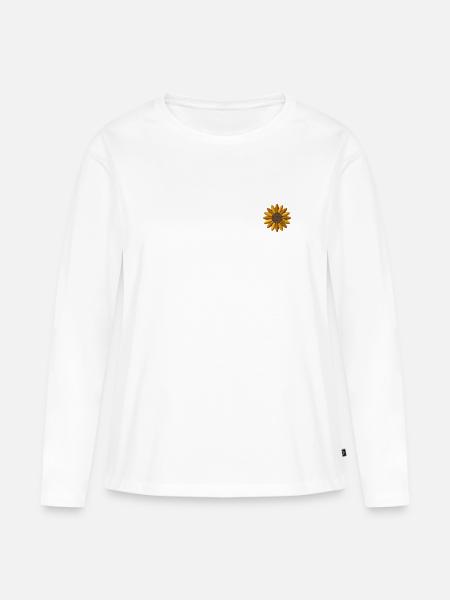Sonnenblume bestickt - Frauen Premium Bio Langarmshirt - Weiß