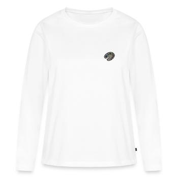 Palette de couleurs brodées - T-shirt manches longues Premium bio Femme - blanc - Devant - Julia (174cm)