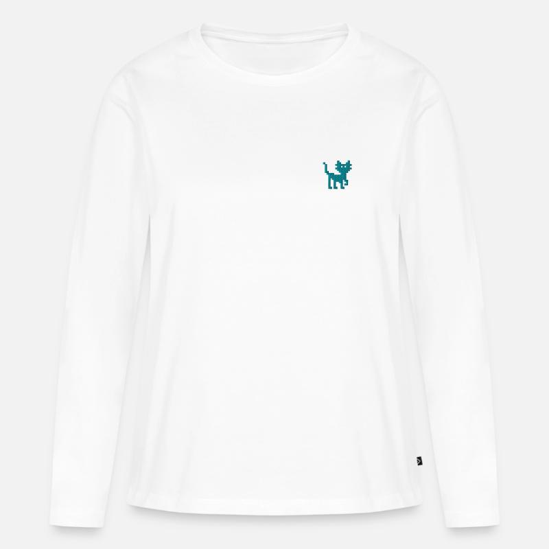 Pixelcat - Frauen Premium Bio Langarmshirt - Weiß