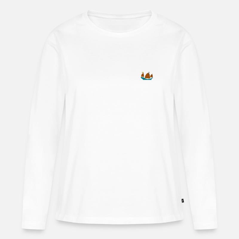 Sailing ship - Frauen Premium Bio Langarmshirt - Weiß