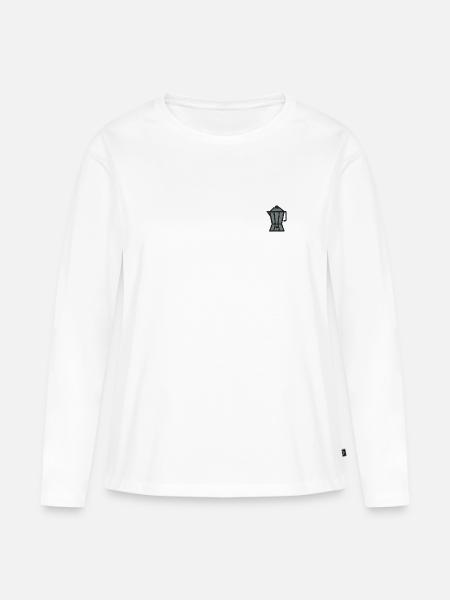 Espressokanne bestickt - Frauen Premium Bio Langarmshirt - Weiß