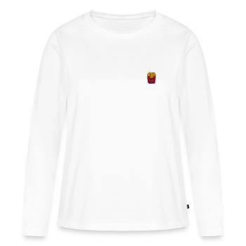 Pommes bestickt - Frauen Premium Bio Langarmshirt - Weiß - Vorne - Julia (174cm)