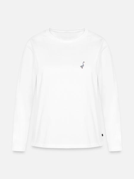 Gans bestickt - Frauen Premium Bio Langarmshirt - Weiß