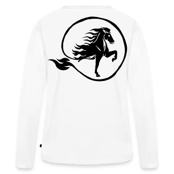Edles Islandpferd Flamme Pferdesport Reiterin - Frauen Premium Bio Langarmshirt - Weiß - Hinten - Julia (174cm)