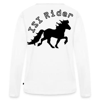 Islandpferd ISI Rider Pferdesport Tölten - Frauen Premium Bio Langarmshirt - Weiß - Hinten - Julia (174cm)