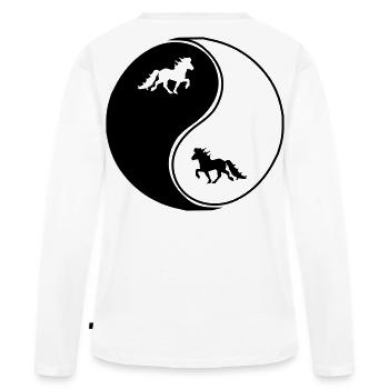 Islandpferde Yin Yang Freizeitreiten Pferd - Frauen Premium Bio Langarmshirt - Weiß - Hinten - Julia (174cm)