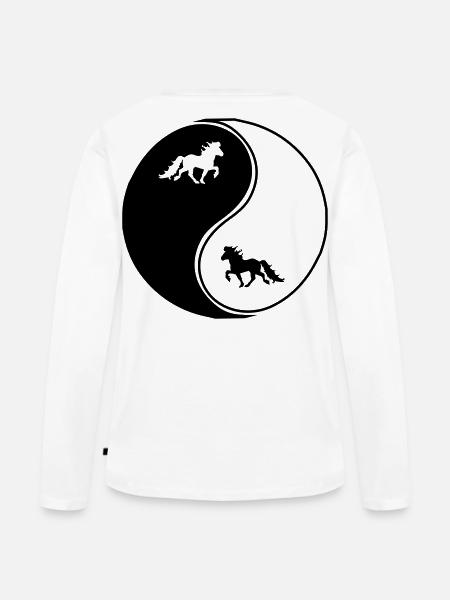 Islandpferde Yin Yang Freizeitreiten Pferd - Frauen Premium Bio Langarmshirt - Weiß