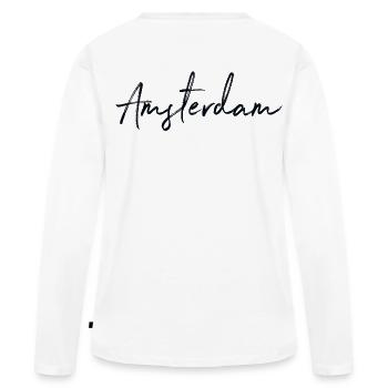 Amsterdam - T-shirt manches longues Premium bio Femme - blanc - Dos - Julia (174cm)