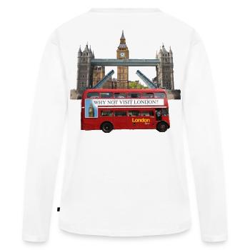 London Landmarks Collage - Frauen Premium Bio Langarmshirt - Weiß - Hinten - Julia (174cm)