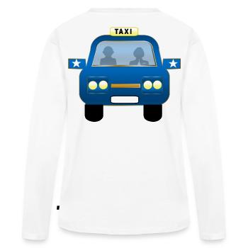 Blue Taxi Front Cartoon - Women's Premium Organic Long Sleeve Shirt - white - Back - Julia (174cm)