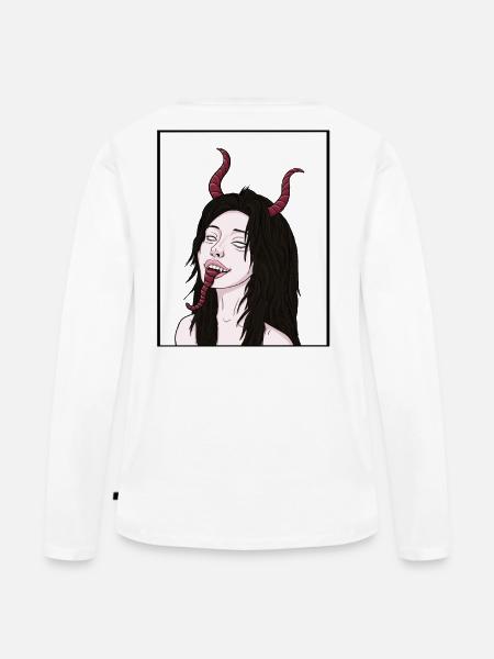 Demon inside - Frauen Premium Bio Langarmshirt - Weiß