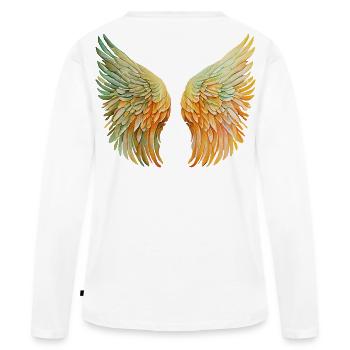 Engelsflügel Herbstblätter Engelsflügel - Frauen Premium Bio Langarmshirt - Weiß - Hinten - Julia (174cm)