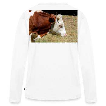 Affiche de vache - T-shirt manches longues Premium bio Femme - blanc - Dos - Julia (174cm)