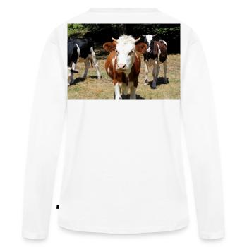 Affiche de vache - T-shirt manches longues Premium bio Femme - blanc - Dos - Julia (174cm)