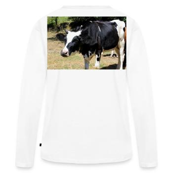 Affiche de vache - T-shirt manches longues Premium bio Femme - blanc - Dos - Julia (174cm)