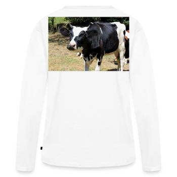 Affiche de vache - T-shirt manches longues Premium bio Femme - blanc - Dos - Julia (174cm)