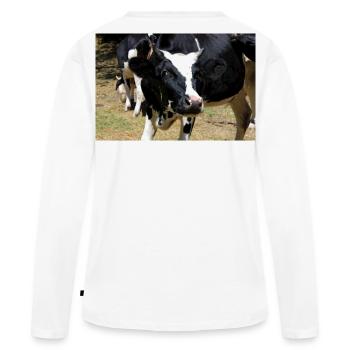Affiche de vache - T-shirt manches longues Premium bio Femme - blanc - Dos - Julia (174cm)