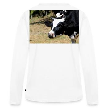 Affiche de vache - T-shirt manches longues Premium bio Femme - blanc - Dos - Julia (174cm)